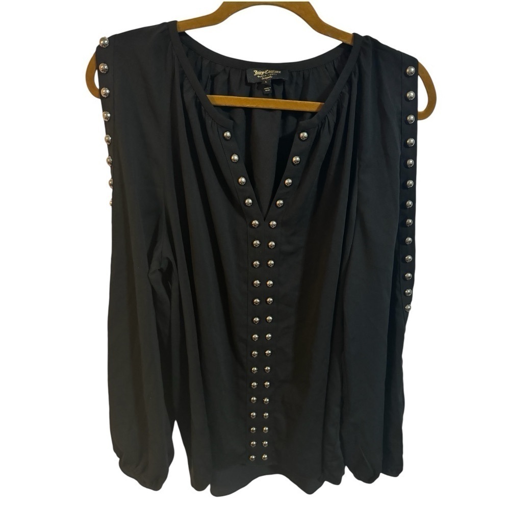 Juicy Couture Black Label Black Blouse With Embellishments and Open Shoulder